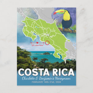 Postale Carte de Costa Rica Souvenirs de Lune de Miel