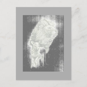 Postale Carte de coucher de soleil Lion & Lampe