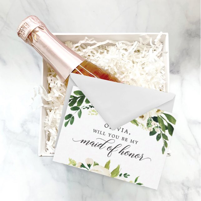 Postale Carte de demande de témoin de mariage aux roses bl (Créateur téléchargé)