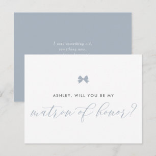 Postale Carte de Demoiselle d'Honneur Noeud Bleu Poussiére