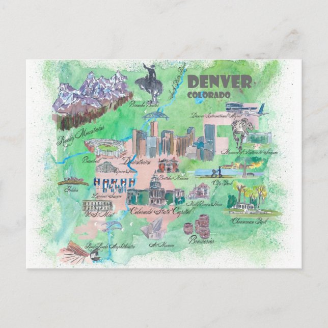 Postale Carte de Denver Colorado Voyage  (Devant)