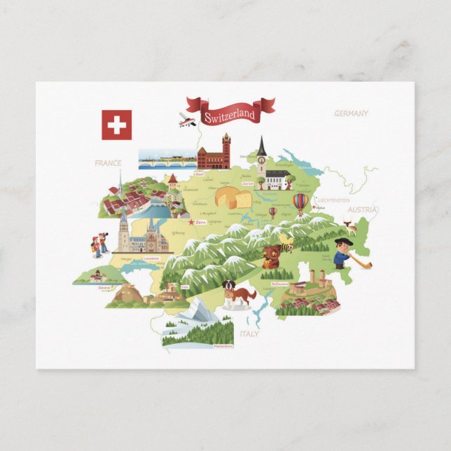 Postale Carte de dessin Suisse (Devant)