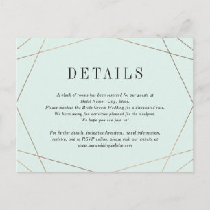 Postale Carte de détails de mariage Geo Frame