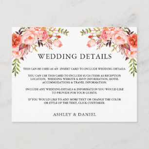 Postale Carte de détails sur le Mariage de fleurs de corai
