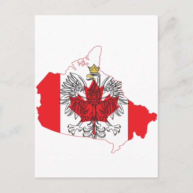 Postale Carte de drapeau de la Pologne Canada (Devant)