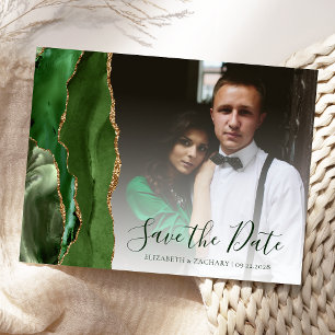 Postale Carte de faire-part de date de mariage Hunter Gree