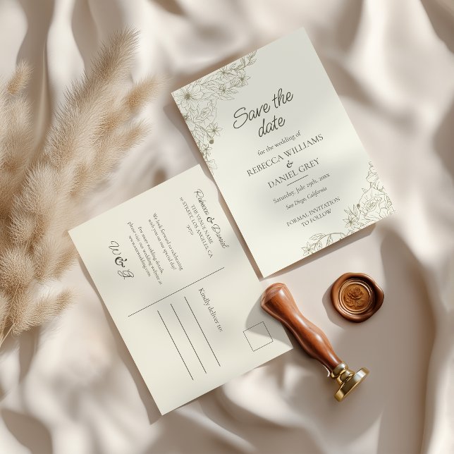 Postale Carte de faire-part de mariage élégante et botaniq (Créateur téléchargé)