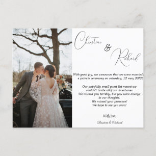 Postale Carte de faire-part de mariage privé personnalisée