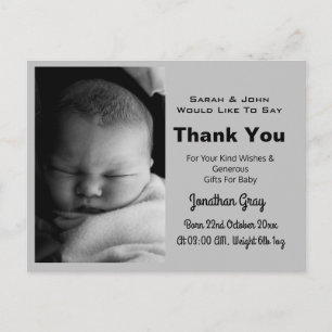 Postale Carte de Faire-part de naissance photo Merci bébé