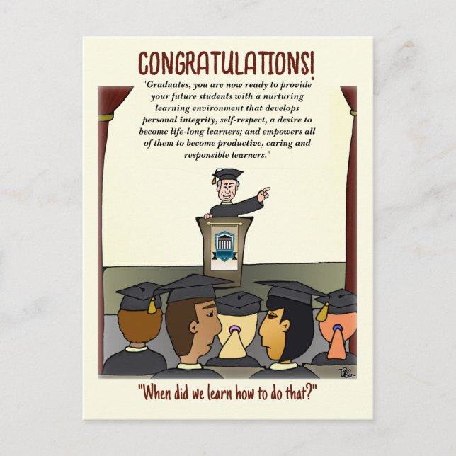 Postale Carte de félicitations jaune pour les diplômés (Devant)