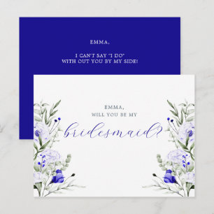 Postale Carte de femme de chambre royale bleue ivoire flor