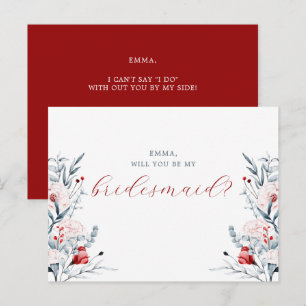 Postale Carte de femme de Mariage à fleurs rouge et bleu