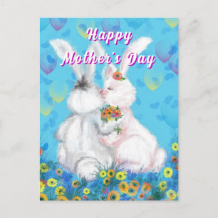Postale Carte de fête des mères peinte avec de mignons lap