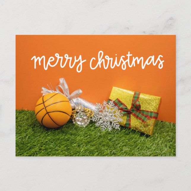 Postale Carte de fêtes de Noël de basketball  (Devant)
