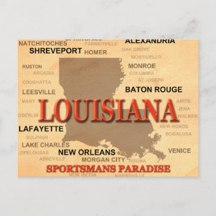 Postale Carte de fierté des villes et villages de Louisian