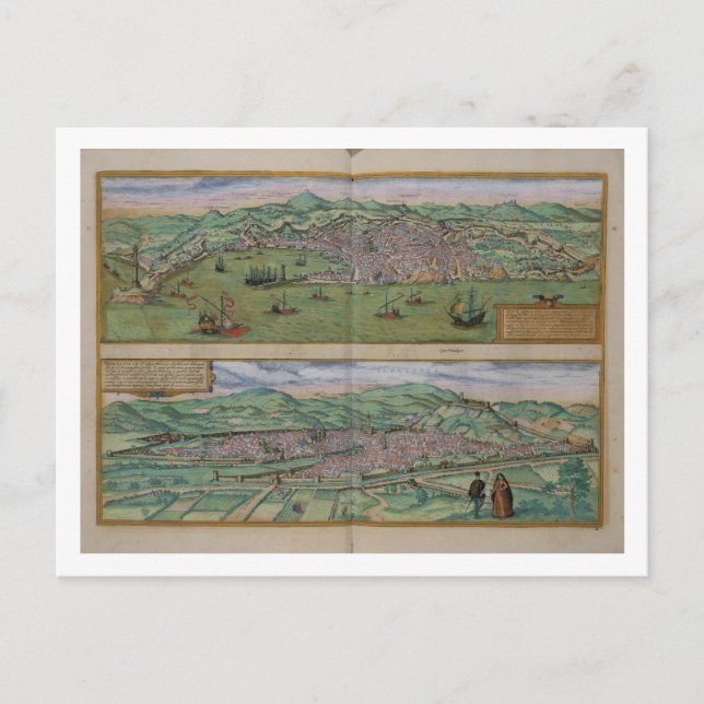 Postale Carte de Gênes et Florence, de 'Civitates Orbis T (Devant)