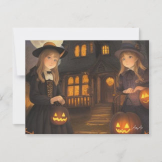 Postale Carte de Halloween - Filles par Ailly Howard