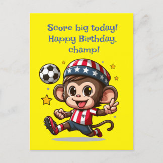 Postale Carte de joueur de football de singe joyeux