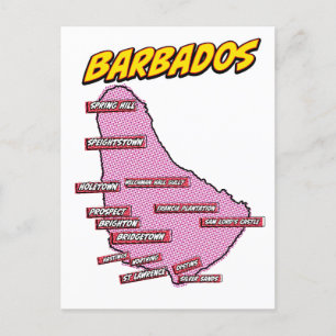 Postale Carte de la Barbade illustrée dans le style Pop Ar