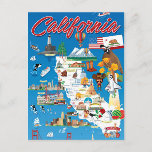 Postale Carte de la Californie