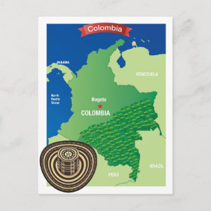 Postale Carte de la Colombie
