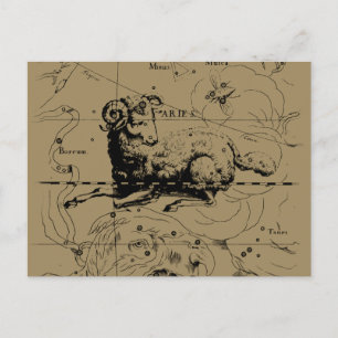 Postale Carte de la constellation du Bélier Hevelius 1690