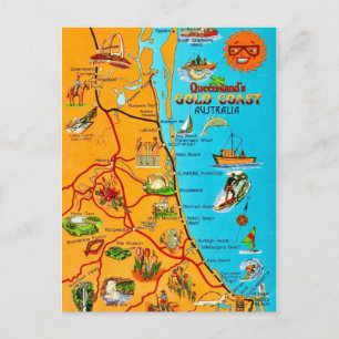 Postale Carte de la côte du Queensland Australie