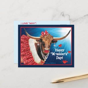 Postale Carte de la fête des mères Longhorn Cow