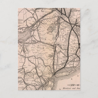 Postale Carte de la ligne aérienne Montréal et Boston