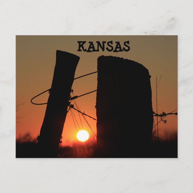 Postale Carte de la ligne de clôture du Kansas (Devant)
