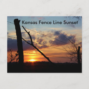 Postale Carte de la ligne de clôture Kansas