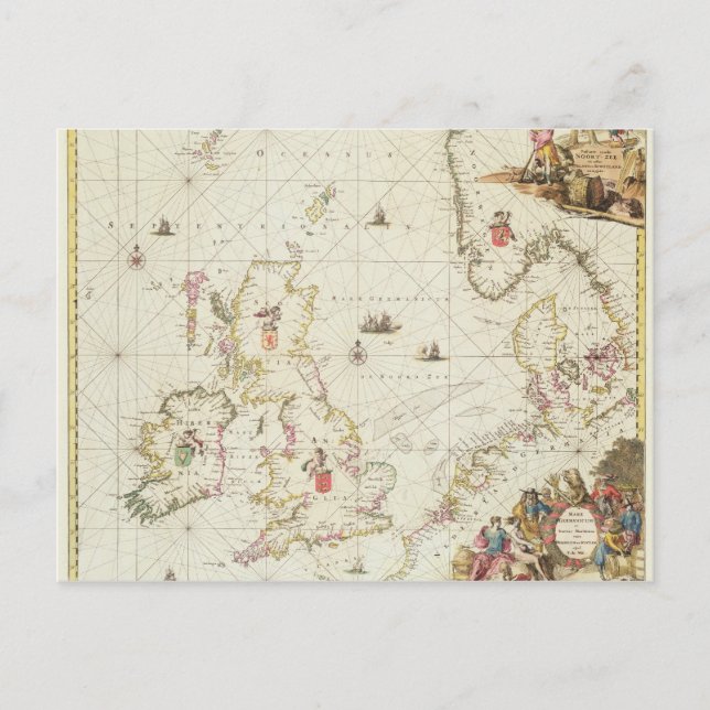 Postale Carte de la Mer du Nord, c.1675 (Devant)