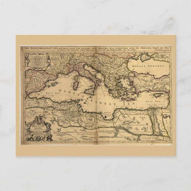 Postale Carte de la mer Méditerranée (1685) (Devant)