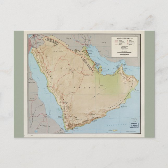 Postale Carte de la péninsule arabique (1969) (Devant)