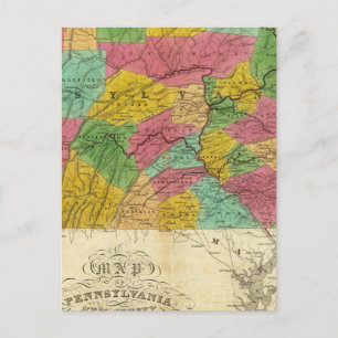 Postale Carte de la Pennsylvanie, du New Jersey et du Dela