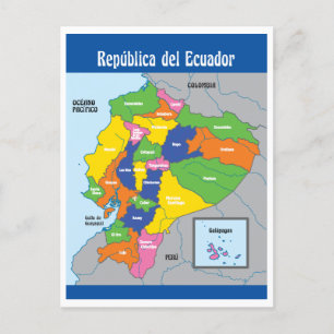 Postale Carte de la République d'Équateur Amérique du Sud