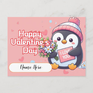 Postale Carte de la Saint-Valentin au Manchot Coloré