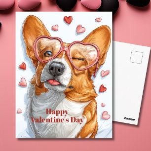 Postale Carte de la Saint-Valentin Cœur de Corgi Mignon 