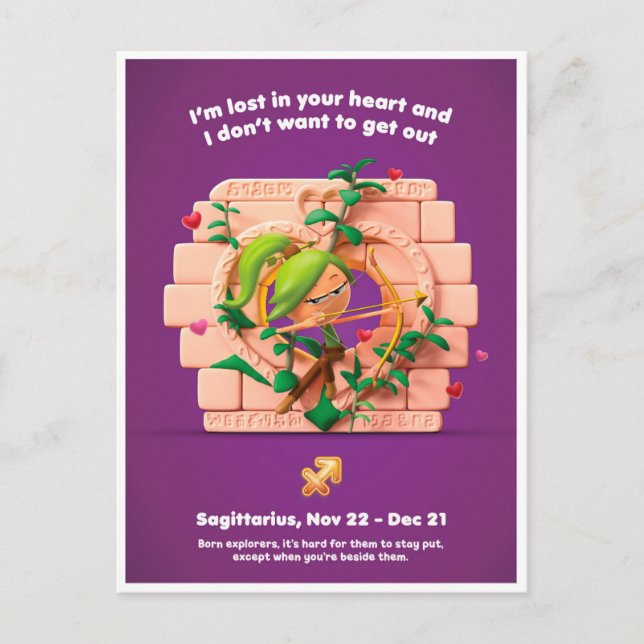 Postale Carte de la Saint-Valentin pour Sagittaire (Devant)