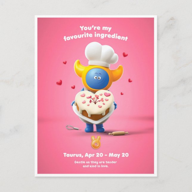 Postale Carte de la Saint-Valentin pour Taureau (Devant)