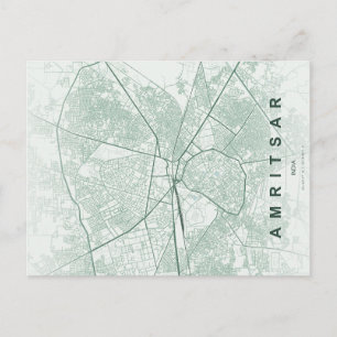 Postale Carte de la ville d'Amritsar en Inde, design minim