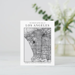 Postale Carte de la ville de Los Angeles + Marqueur d'empl