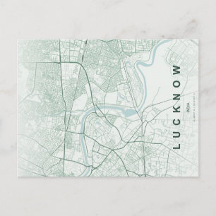 Postale Carte de la ville de Lucknow en Inde, design minim