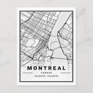 Postale Carte de la ville de Montréal Québec