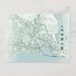 Postale Carte de la ville de Mumbai en Inde, design minima