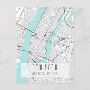 Postale Carte de la ville de New York, noir, blanc et bleu