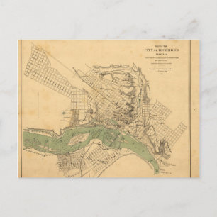 Postale Carte de la ville de Richmond, Virginie (1858-1864