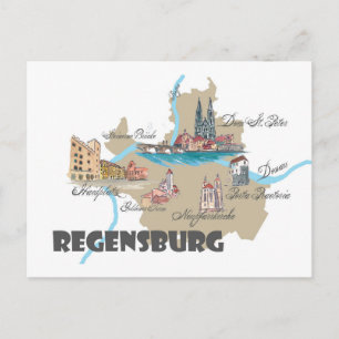Postale Carte de l'Allemagne de Ratisbonne
