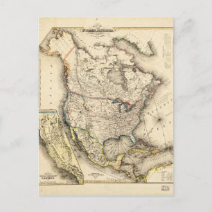 Postale Carte de l'Amérique du Nord (1850)