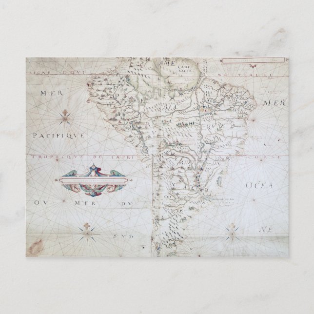 Postale Carte de l'Amérique du Sud (Devant)